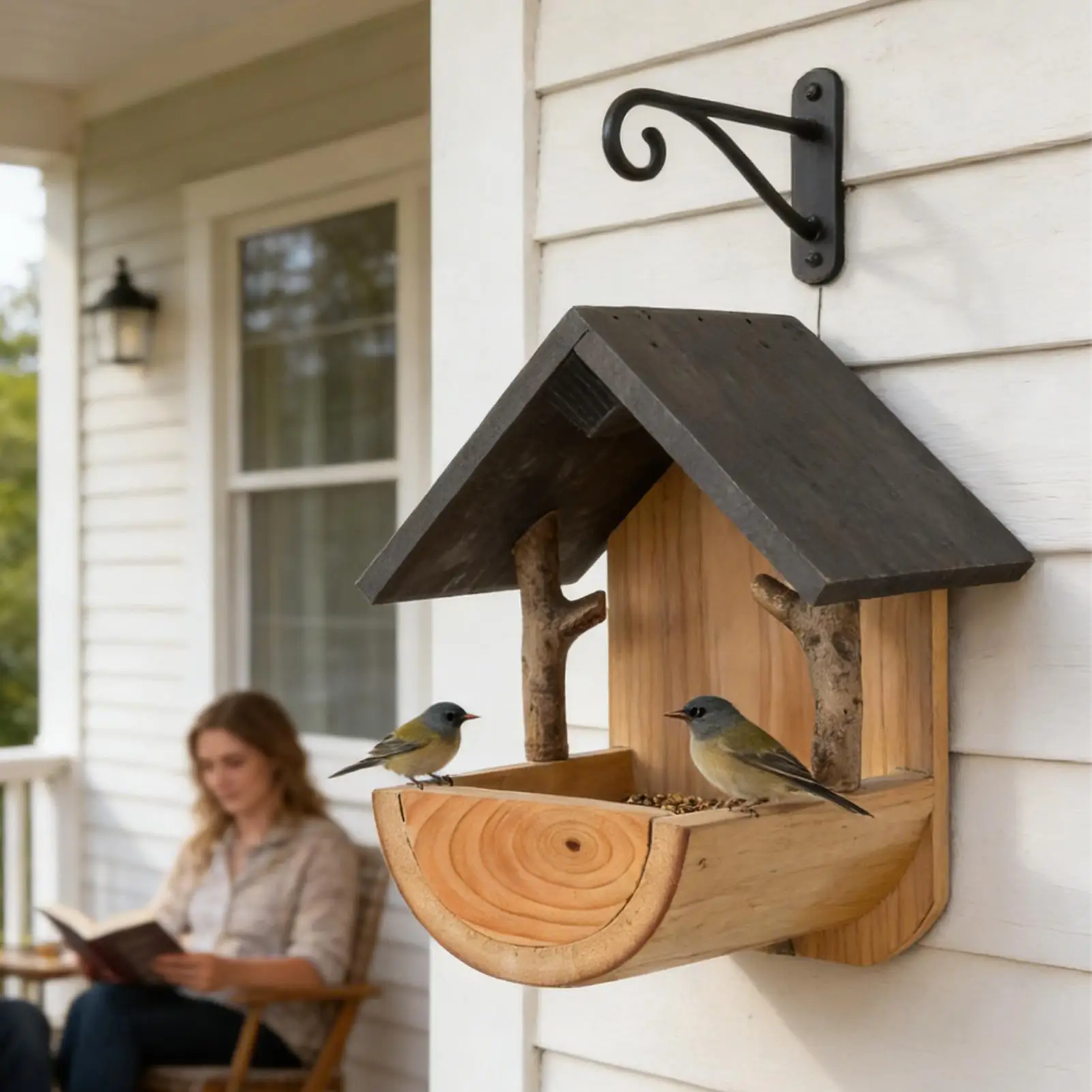 Wall Mount Wooden bird feeder  - Watch Es 评论和价格