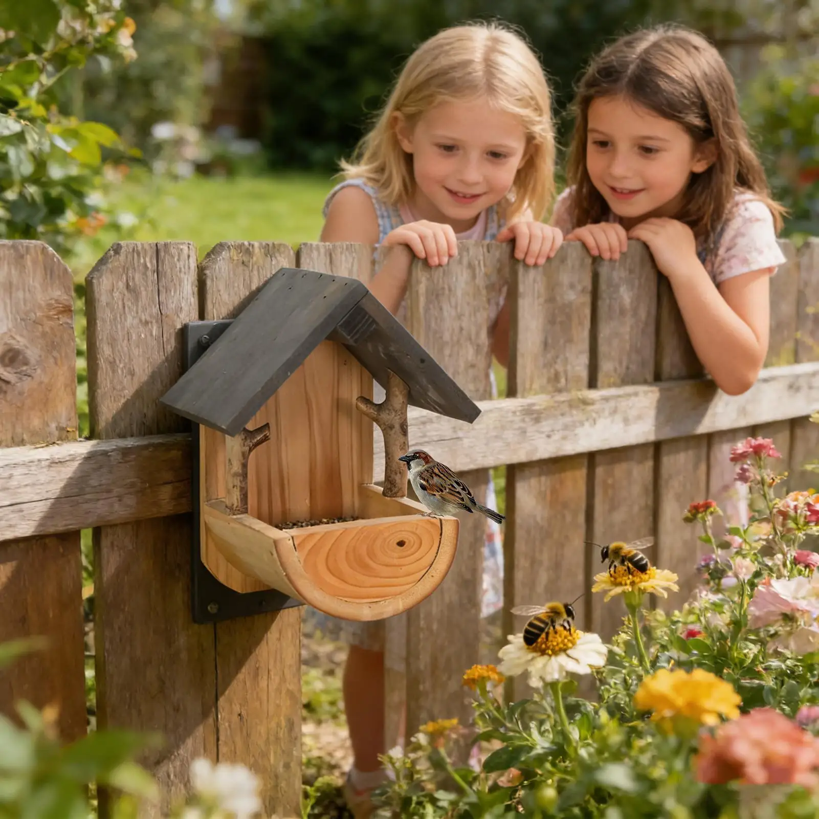 Wall Mount Wooden bird feeder  - Watch Es 评论和价格