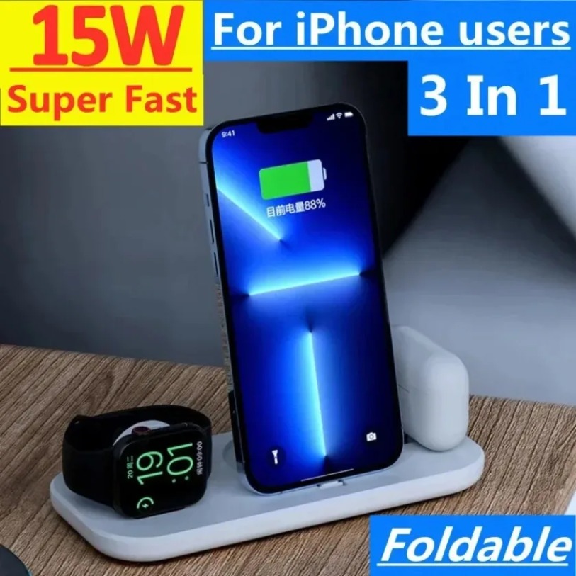 Foldable 3 In 1 Wireless Charg - Watch Xs8 评论和价格