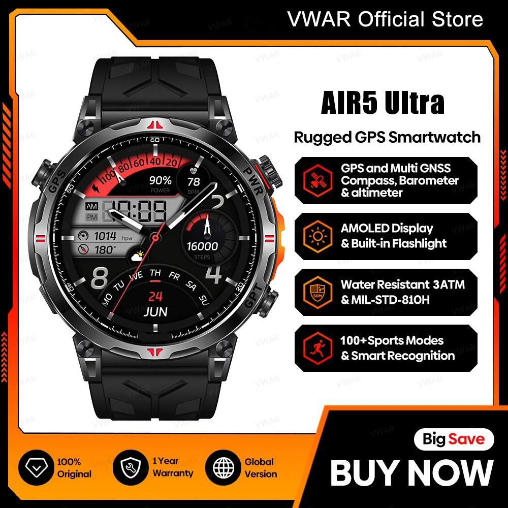 VWAR Air5 Ultra GPS Smartwatch - Watch Vs Smartwatch 评论和价格